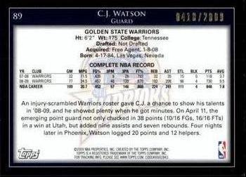 2009-10 Topps - Gold #89 C.J. Watson Back