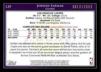 2009-10 Topps - Gold #129 Jordan Farmar Back