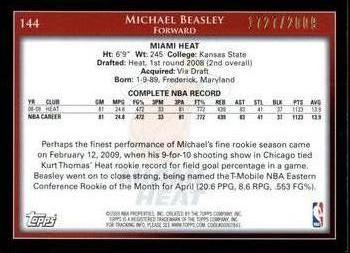 2009-10 Topps - Gold #144 Michael Beasley Back