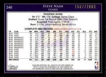 2009-10 Topps - Gold #240 Steve Nash Back