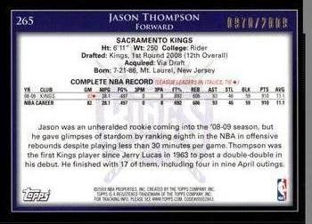 2009-10 Topps - Gold #265 Jason Thompson Back