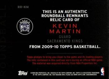 2009-10 Topps - Roundball Remnants #RR-KM Kevin Martin Back