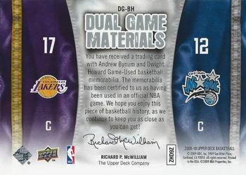 2009-10 Upper Deck - Dual Game Materials #DG-BH Andrew Bynum / Dwight Howard Back