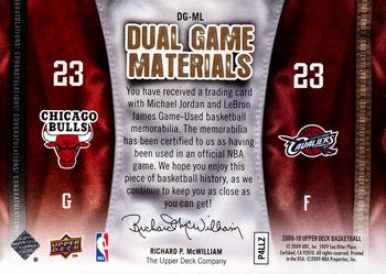 2009-10 Upper Deck - Dual Game Materials Gold #DG-ML Michael Jordan / LeBron James Back