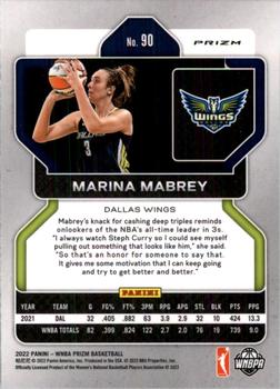 2022 Panini Prizm WNBA - Hyper #90 Marina Mabrey Back