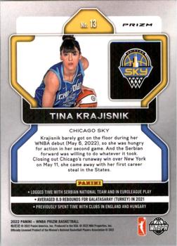 2022 Panini Prizm WNBA - Ice #13 Tina Krajisnik Back