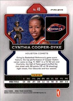 2022 Panini Prizm WNBA - Ice #40 Cynthia Cooper-Dyke Back