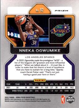 2022 Panini Prizm WNBA - Ice #92 Nneka Ogwumike Back