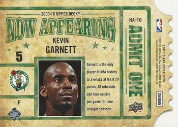 2009-10 Upper Deck - Now Appearing #NA-10 Kevin Garnett Back