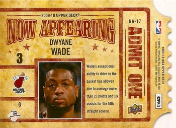 2009-10 Upper Deck - Now Appearing #NA-17 Dwyane Wade Back