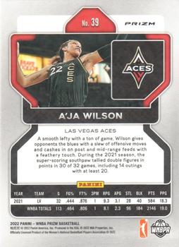 2022 Panini Prizm WNBA - Ruby Wave #39 A'ja Wilson Back