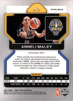 2022 Panini Prizm WNBA - Ruby Wave #74 Anneli Maley Back