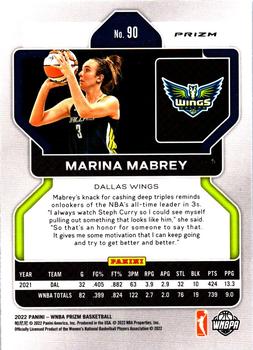 2022 Panini Prizm WNBA - Ruby Wave #90 Marina Mabrey Back