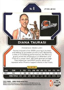 2022 Panini Prizm WNBA - Silver #6 Diana Taurasi Back