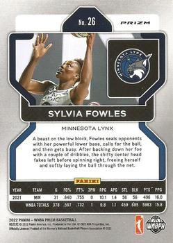 2022 Panini Prizm WNBA - Silver #26 Sylvia Fowles Back