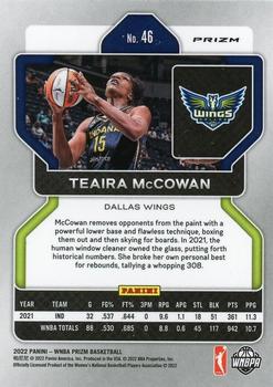 2022 Panini Prizm WNBA - Silver #46 Teaira McCowan Back