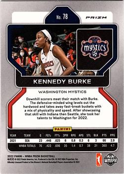 2022 Panini Prizm WNBA - Silver #78 Kennedy Burke Back
