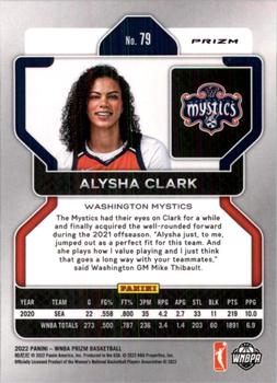 2022 Panini Prizm WNBA - Silver #79 Alysha Clark Back