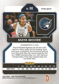 2022 Panini Prizm WNBA - Silver #100 Maya Moore Back