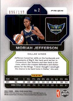 2022 Panini Prizm WNBA - Red #2 Moriah Jefferson Back
