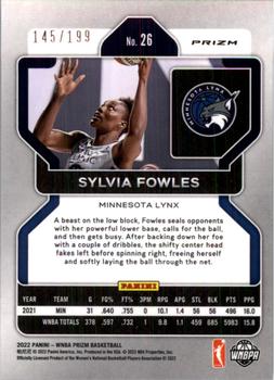 2022 Panini Prizm WNBA - Red #26 Sylvia Fowles Back