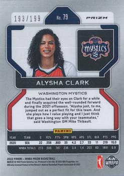 2022 Panini Prizm WNBA - Red #79 Alysha Clark Back