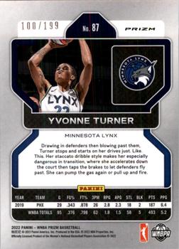 2022 Panini Prizm WNBA - Red #87 Yvonne Turner Back