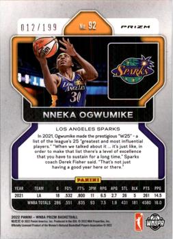 2022 Panini Prizm WNBA - Red #92 Nneka Ogwumike Back