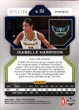 2022 Panini Prizm WNBA - Red #155 Isabelle Harrison Back