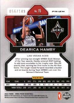 2022 Panini Prizm WNBA - Blue #15 Dearica Hamby Back