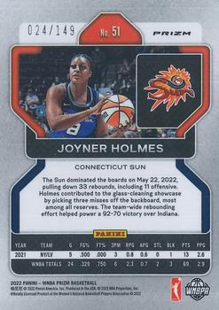 2022 Panini Prizm WNBA - Blue #51 Joyner Holmes Back