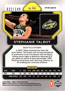 2022 Panini Prizm WNBA - Blue #144 Stephanie Talbot Back