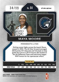 2022 Panini Prizm WNBA - Purple #64 Maya Moore Back