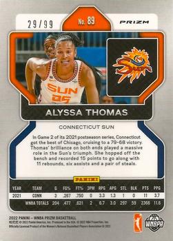 2022 Panini Prizm WNBA - Purple #89 Alyssa Thomas Back