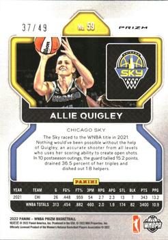 2022 Panini Prizm WNBA - Orange #59 Allie Quigley Back