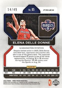 2022 Panini Prizm WNBA - Orange #85 Elena Delle Donne Back