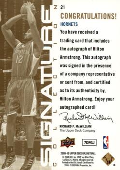 2009-10 Upper Deck - Signature Collection #21 Hilton Armstrong Back