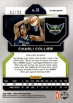 2022 Panini Prizm WNBA - Premium Box Set #33 Charli Collier Back