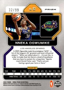 2022 Panini Prizm WNBA - Premium Box Set #92 Nneka Ogwumike Back