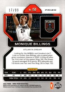2022 Panini Prizm WNBA - Premium Box Set #150 Monique Billings Back
