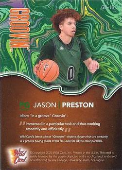 2021-22 Wild Card Alumination - Green Groovin' Orange #GG-16 Jason Preston Back