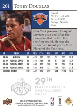 2009-10 Upper Deck - Star Rookies #201 Toney Douglas Back