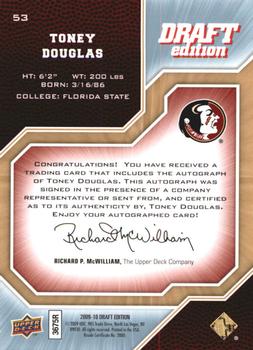 2009-10 Upper Deck Draft Edition - Autographs #53 Toney Douglas Back