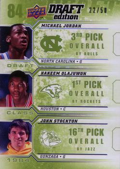 2009-10 Upper Deck Draft Edition - Draft Class Green #D-84 Hakeem Olajuwon / John Stockton / Michael Jordan Front