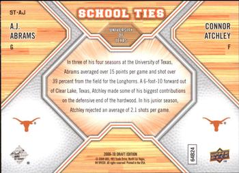 2009-10 Upper Deck Draft Edition - School Ties #ST-AJ A.J. Abrams / Connor Atchley Back