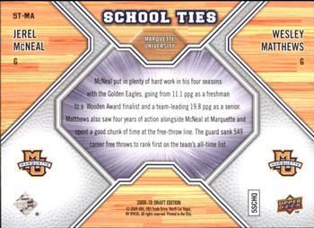 2009-10 Upper Deck Draft Edition - School Ties #ST-MA Jerel McNeal / Wesley Matthews Back