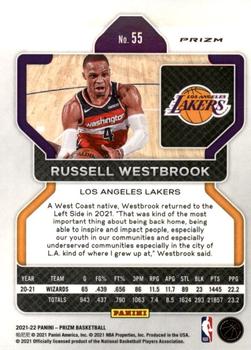 2021-22 Panini Prizm - Silver Wave #55 Russell Westbrook Back