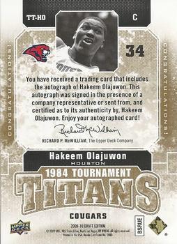 2009-10 Upper Deck Draft Edition - Tournament Titans Autographs #TT-HO Hakeem Olajuwon Back
