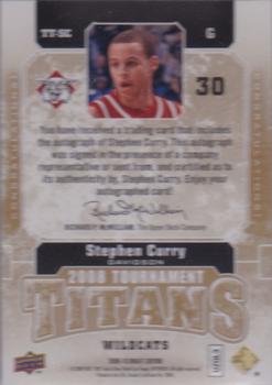 2009-10 Upper Deck Draft Edition - Tournament Titans Autographs #TT-SC Stephen Curry Back