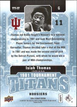 2009-10 Upper Deck Draft Edition - Tournament Titans Blue #TT-IT Isiah Thomas Back